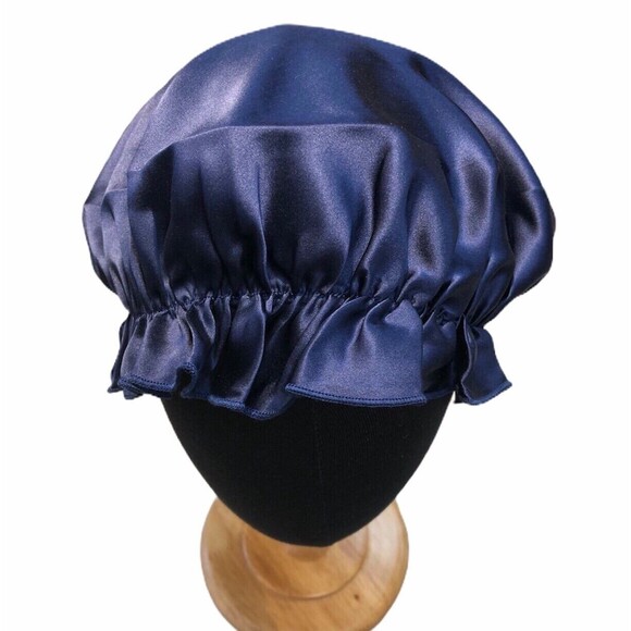 New Blue Mulberry Silk Hair Cap Cover Sleeping Bonnet For Adults Unisex Styling - Picture 2 of 6